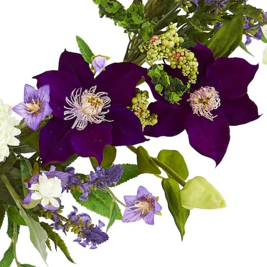 22'' Purple & White Mixed Flower Wreath